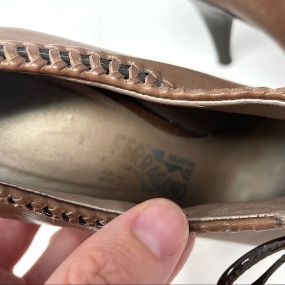 SALVATORE Ferregamo Brown Leather Lace Up Shoe Boots Size 6 C (Narrow) - Picture 13 of 14